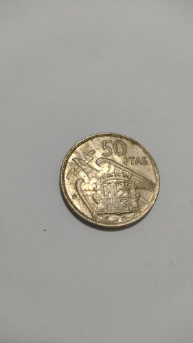 España Moneda 50 Pesetas Año 1957 Canto Parlante Usada 