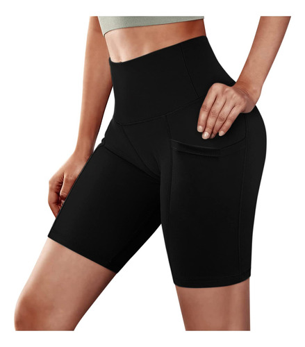 Pantalon Corto Ciclista Cintura Alta Para Mujer Control Yoga