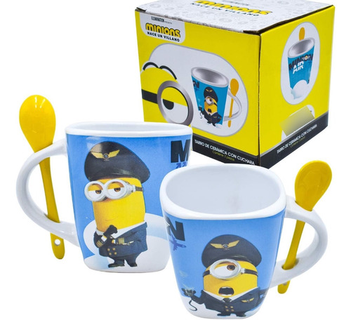 Minions Taza Con Cuchara De Cerámica 440 Ml Fun Kids