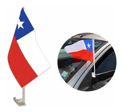Pack X2 Bandera Chile Autos 20x30cm Fechas Patria Chilena 18