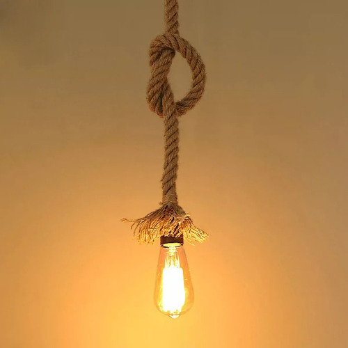 6 Lampara Colgante Vintage Cuerda De Cáñamo Soga 1m Rustica Marrón