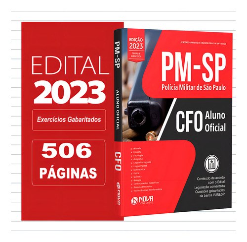 Apostila Pm-sp Cfo 2023 - Aluno Oficial, De Professores Especializados., Vol. Único. Editora Nova Concursos, Capa Mole, Edição Oficial Em Português, 2023