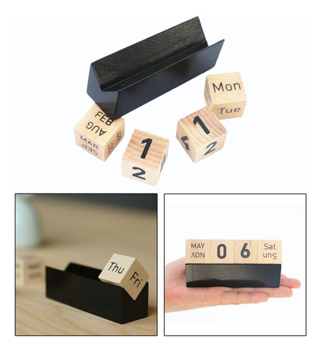 Calendario De Madera Creativo, Bloques De Negro