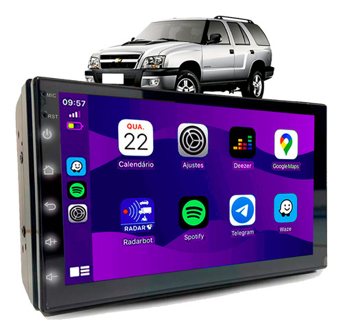 Central Multimídia Android 7 Polegadas Universal 2 Din 2+32 Cor Blazer 1995 À 2000