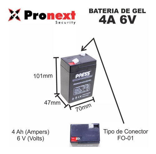 Imagen 3 de 9 de Bateria Gel 6v4a Recargable Luz Ups + Cargador Hasta 10amp