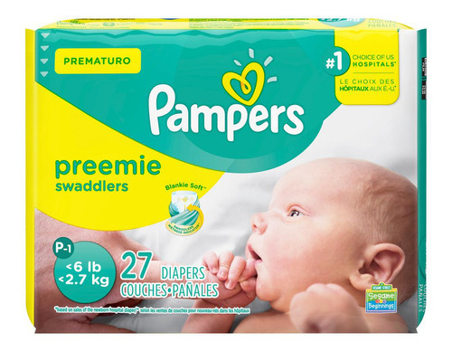 Fralda Pampers Bebês Prematuros Preemie Swaddlers Tam P 27un