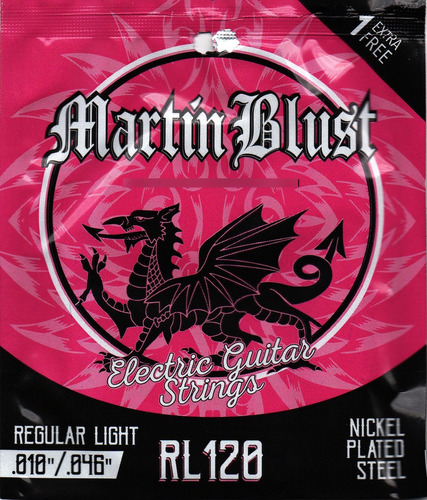 Encordado Cuerdas Guitarra Eléctrica Martin Blust 010 + 1°