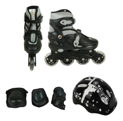 Patins Roller Semi Profissional T32-35 Kit Proteção Completo