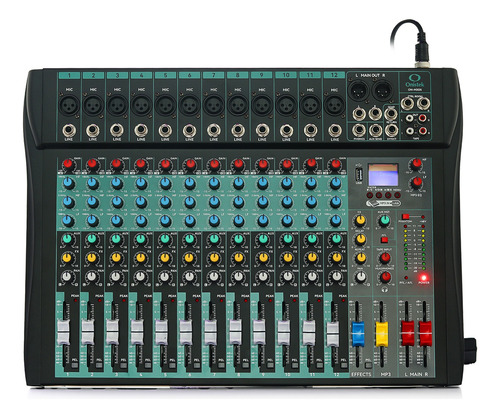 Mesa Som 12 Canais Bluetooth Usb Mp3 48v Phantom Power P10