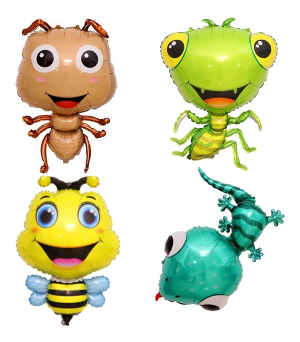 Combo Globos Feliz Cumple Fiesta Deco Insectos Animales 