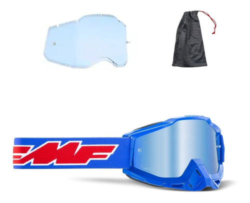 Óculos Fmf Powerbomb Black Azul + Lente Cristal