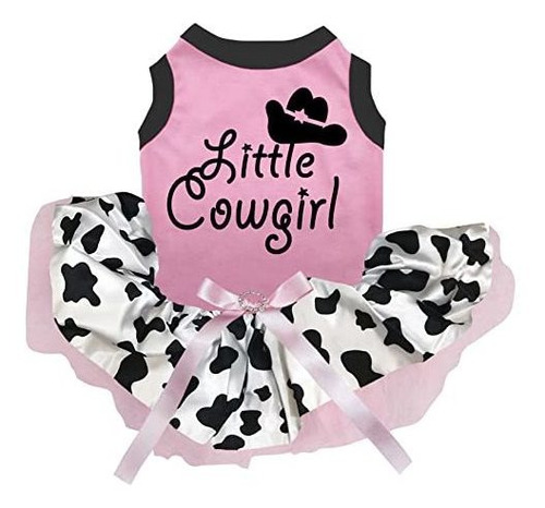 Petitebella Little Cowgirl Puppy Dog Vestido (rosa/vaca, Med