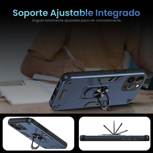 Funda Para Motorola Antigolpes Anillo Magnético De Uso Rudo Azul Moto Edge 50