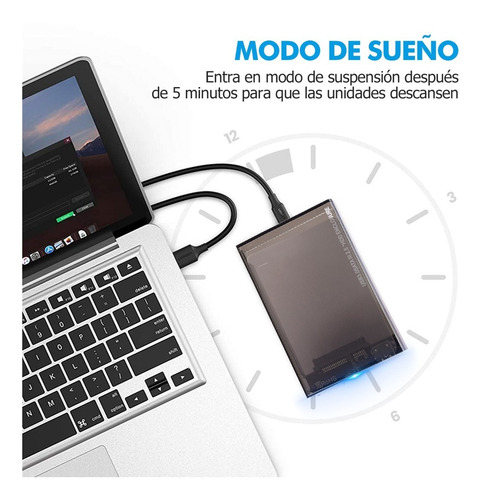 Imagen 7 de 8 de Carcasa Disco Duro 2.5 Pulgadas, Usb 3.0 Hdd Ssd Sata I/ii/i