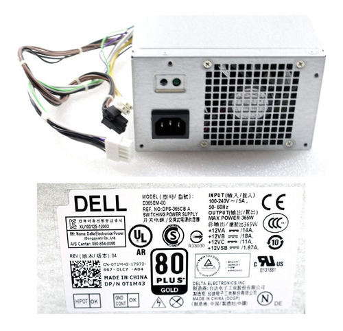 Fuente De Poder Hu365em-00 7vk45 365w Dell T3620 T1700 