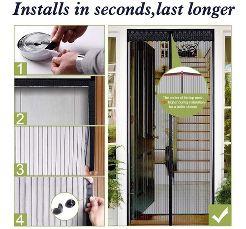 Imagen 7 de 9 de Malla Cortina Mosquitera Magnética Para Puertas 110x220