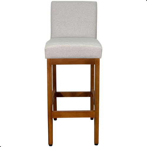 Kit 2 Banqueta Alta com Encosto Lessul Jade Cor Linho Cinza Assento 75cm com Acabamento Verniz Canela 105cm Total Cozinha Americana