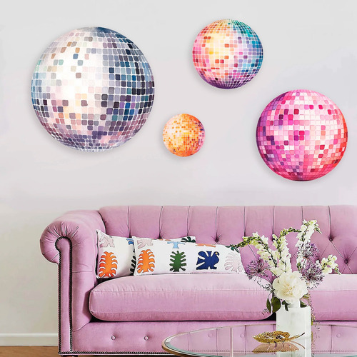 Cuadros Set 4 Bolas Disco Retro Disco Ball Pvc Rigido