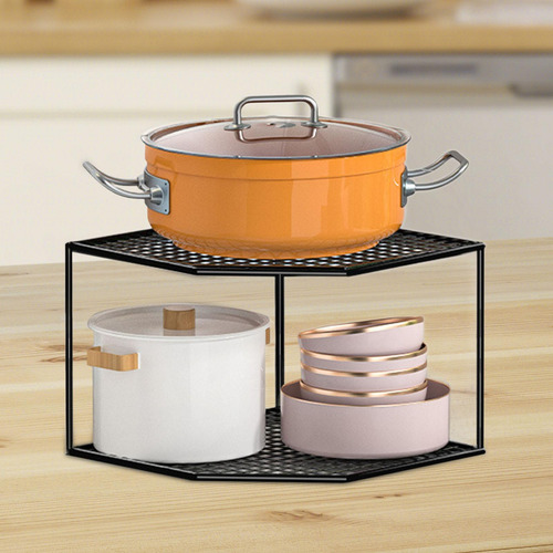 Estante De Almacenamiento De Cocina, 2 Niveles Negro