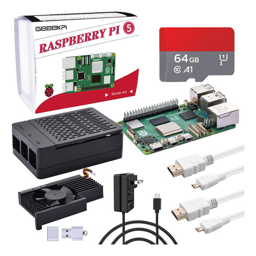Geeekpi Para Raspberry Pi 5 Kit De Inicio De 8 Gb, Con Placa