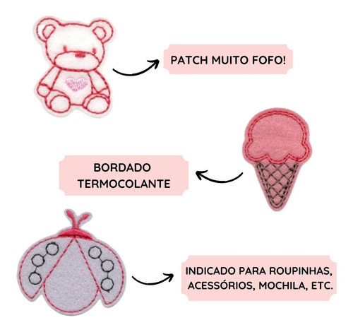 Imagem 3 de 5 de Kit 25 Apliques Bordado Termocolante Patch Menina Bebe Roupa