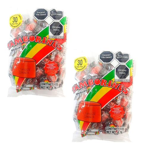 2 Pack - Caramelo Tamborines 30 Piezas