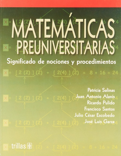 Matemáticas Preuniversitarias, De Alanis, Juan Antonio Escobedo, Julio Cesar Pulido, Ricardo Salinas, Patricia Santos, Francisco. Editorial Trillas, Tapa Blanda En Español, 2003