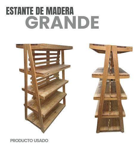 Estante De Madera Grande De 5 Repisas