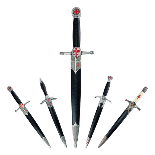 Daga Templaria Ceremonial Acero Crusaders De 40 Cm Filo Real Color Daga Mando