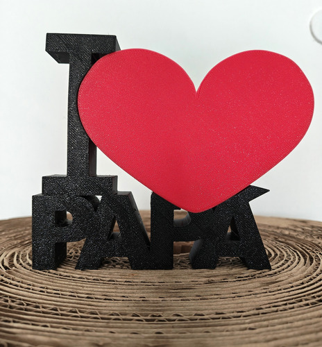 Decorativo Regalo Para Papá Te Amo Papá I Love Papá Rojo Negro