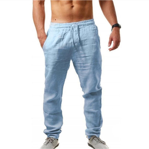Pantalones Elásticos Para Hombre Pantalones De Lino De Algod
