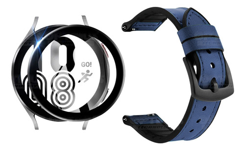 Banda Cuero+ Vidrio Nano Smartwatch Para Samsung Watch4 40mm