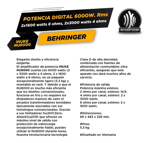 Potencia Behringer Inuke Nu6000 Digital
