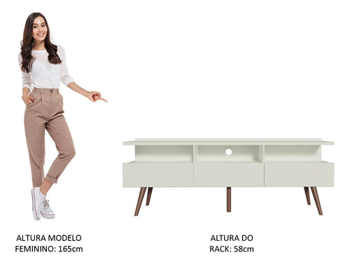 Mueble Mesa Para Tv Rack Madesa Con Pies Bm Color Blanco