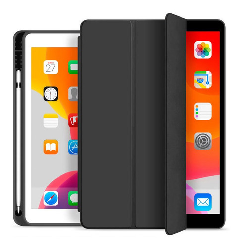 Imagem 1 de 7 de Capa iPad 8a Geração 10.2 Wb Slim Compart. P/pencil Preta