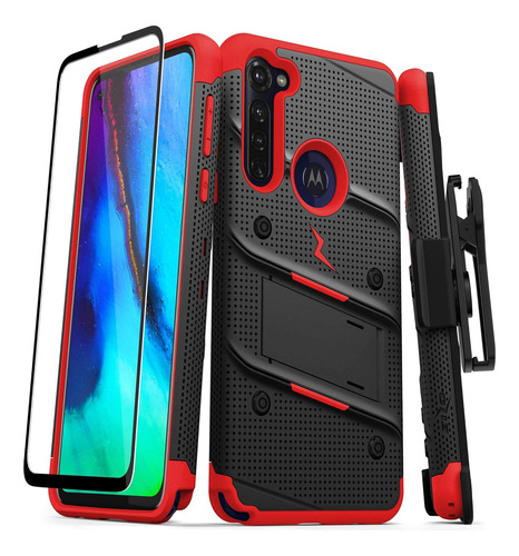 Funda Zizo Moto G /protector Pantalla/negro/rojo