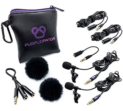 Purple Panda Dual Interview Lavalier Lapel Microphone Kit (2