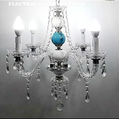 Araña De Vidrio 4 Luces, Combinada ,mod A Elección C/cairel