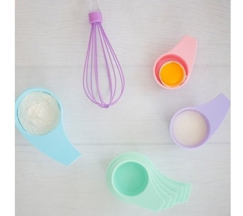 Imagen 7 de 9 de Set X6 Cucharas Medidoras Apilables Plástico Colores Pastel