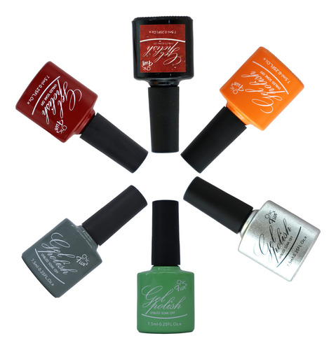 Kit 6 Esmaltes Em Gel Cor Festa 7.5ml Chic & Fun Esmalte Gel Cor Nt-602