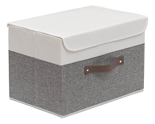 Foldable Storage Box With Lid, Large Linen Fabric Organizer