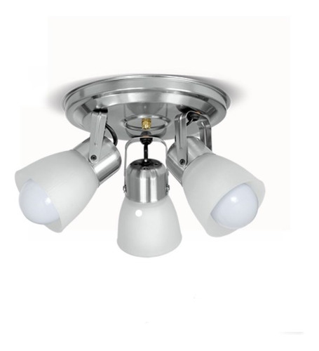 Aplique Spot Acero 3 Luces Tulipa Vidrio Apto Ventilador 