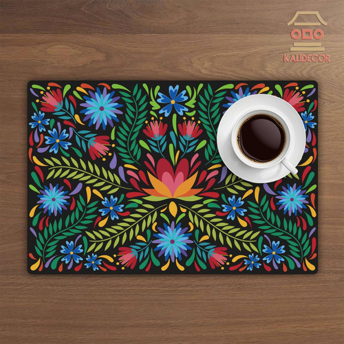 Kit 4pzs Mantel Individual Rectangular Colores Mexicanos Pvc