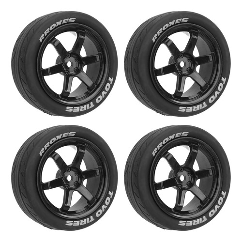 Rc Tires, 4 Unidades, Plástico, Goma 1/10, Amortiguación Sua