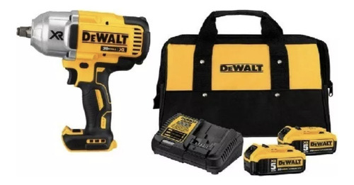 kit chave impacto dcf899 + 2 bat 20v 5ah + carregador + bolsa dewalt