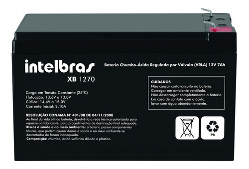 Bateria Intelbras 12v 7ah Xb1270 Para Nobreaks E Alarmes