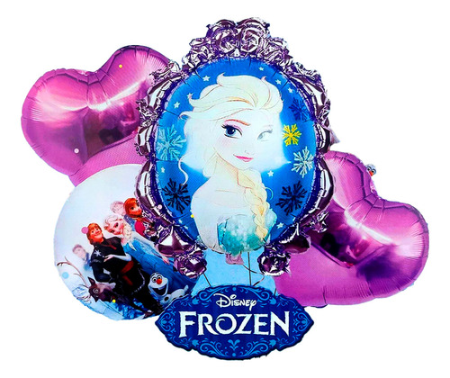 Bouquet Globos Frozen Morado Espejo Princesa Hielo