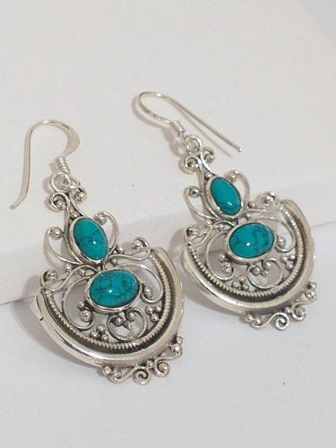 Aretes De Plata Con Turquesa 