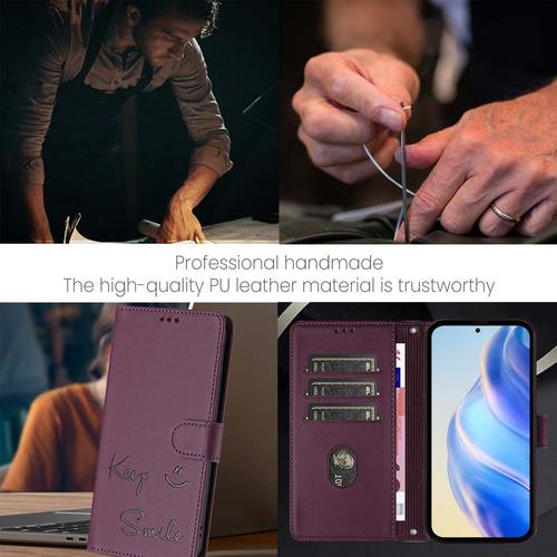 Funda De Piel Con Forma De Cara Sonriente Para Cubot Note 40/p50/a10/a20/a30/max 5, Cierre Magnético, Ranuras Para Tarjetas, Cartera