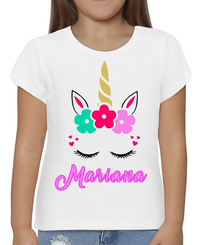 Camiseta Blusa Niña Unicornio Personalizada Piel De Durazno